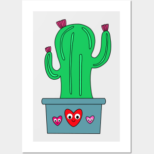 Cute Cactus Design #131: Cute Cactus In Pot With Hearts Posters and Art